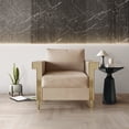thumbnail image 1 of Castle Place Comtemporary Glam Velvet Upholstered Armchair, Beige, 1 of 7