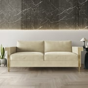Castle Place Comtemporary Glam Velvet Upholstered Sofa, Champagne