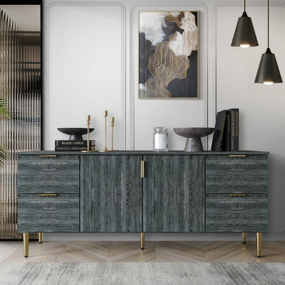 Castle Place Comtemporary Stylish Space Saving Sideboard Accent Cabinet Wood MDF, Dark Grey
