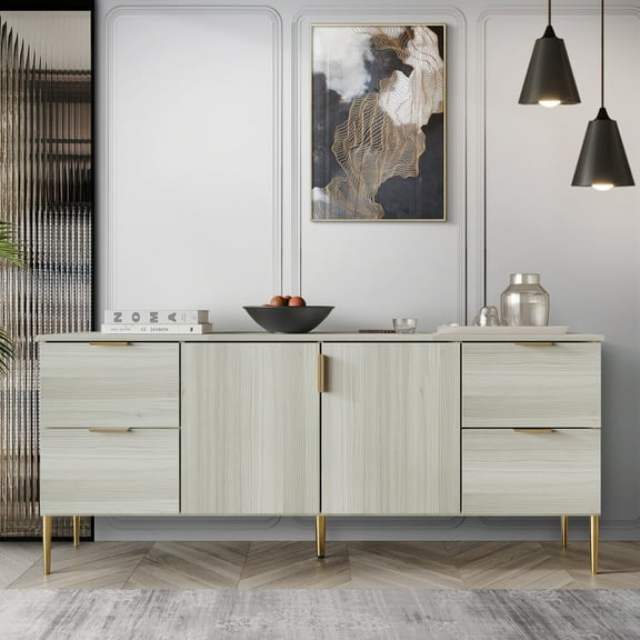 Castle Place Comtemporary Sideboard Accent Cabinet, Light Grey