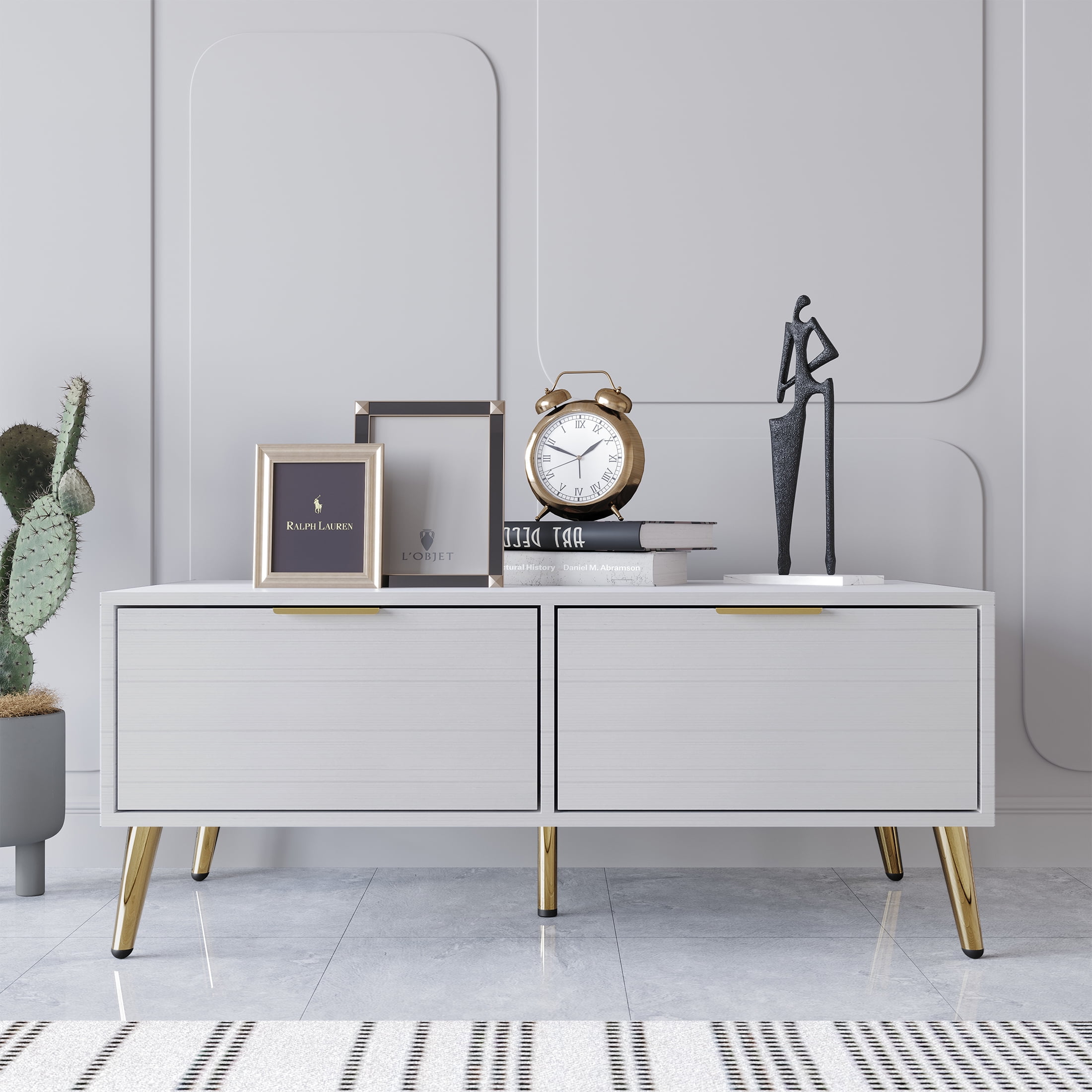 Castle Place Contemporary Coffee Table, White