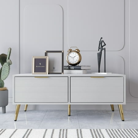 Castle Place Contemporary Coffee Table, White