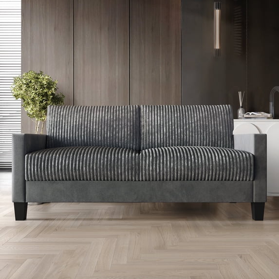 Castle Place Contemporary Corduroy Velvet Sofa, Grey