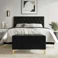 thumbnail image 1 of Castle Place Contemporary Crystal Queen Size Velvet Upholstered Bed with Storage Bench, Black, 1 of 16