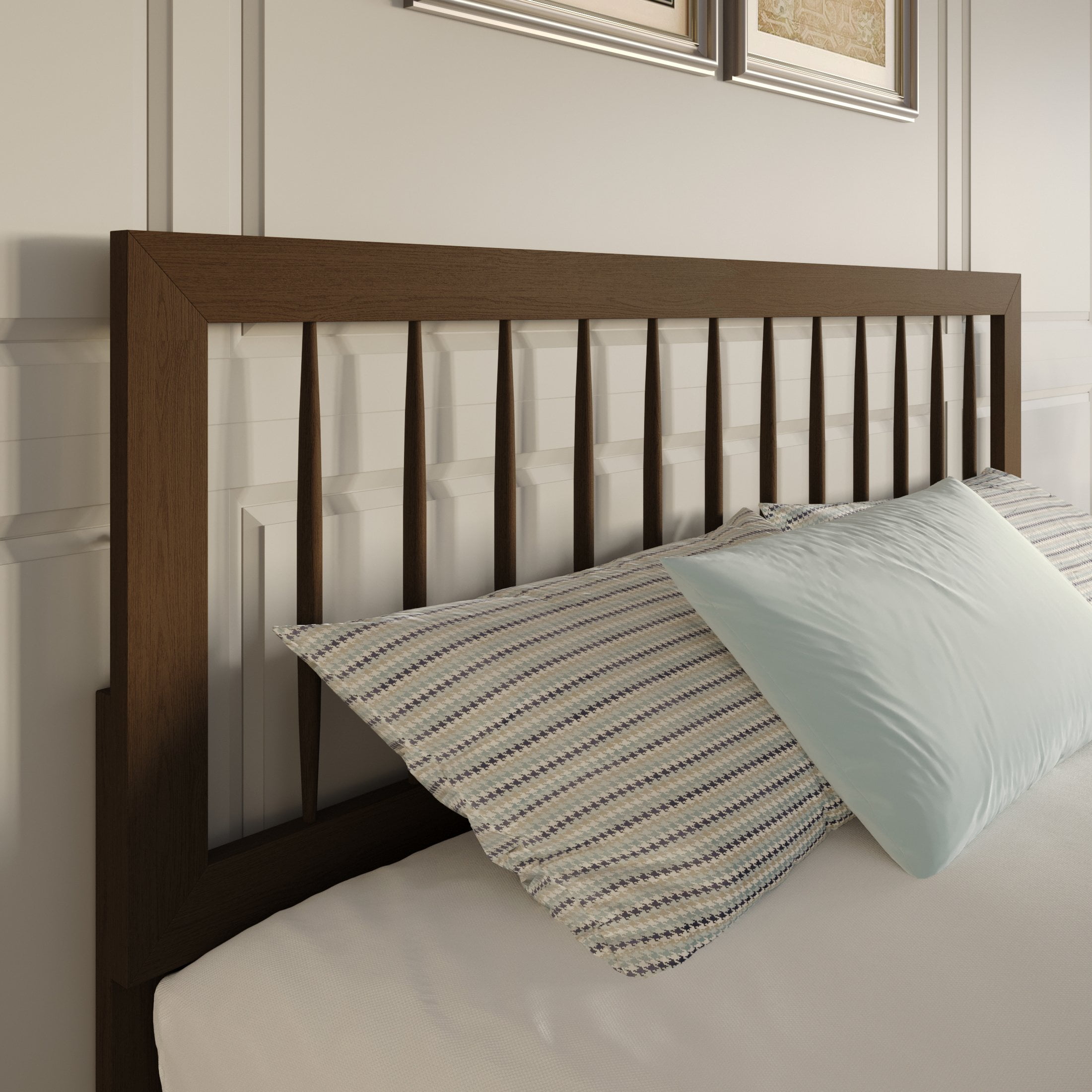 Castle Place Contemporary Full Queen Wooden Spindle Headboard Walnut