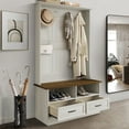 thumbnail image 1 of Castle Place Contemporary Hall Tree with Storage Cabinet, Light Grey, 1 of 6