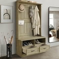 thumbnail image 1 of Castle Place Contemporary Hall Tree with Storage Cabinet, Light Oak, 1 of 5