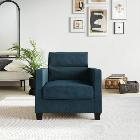 Castle Place Contemporary Linen Upholstered Arm Chair, Blue