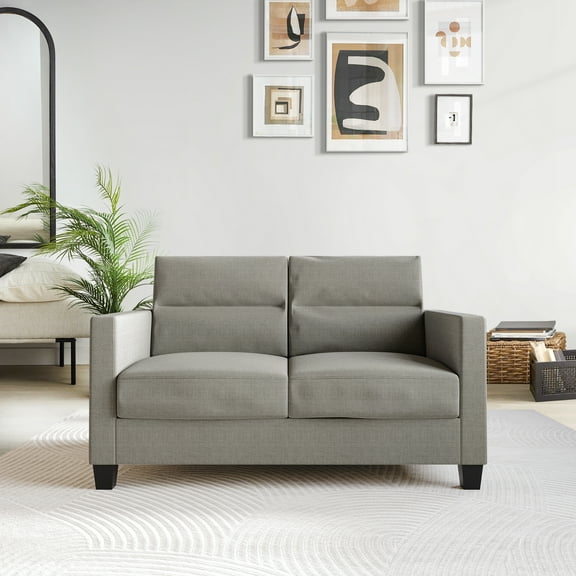 Castle Place Contemporary Linen Upholstered Loveseat, Grey