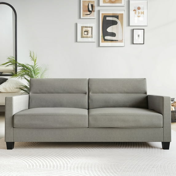 Castle Place Contemporary Linen Upholstered Sofa, Grey