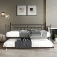 thumbnail image 1 of Castle Place Contemporary Twin Size Metal Daybed with Trundle, Brown, 1 of 5