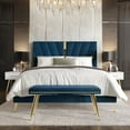 thumbnail image 1 of Castle Place Contemporary Velvet King Upholstered Bed with 2 Nightstand and Bench, Navy Blue, 1 of 18