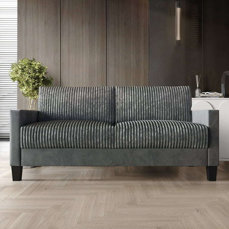 CraftPorch Corduroy Mid Century Modern Velvet Upholstered Sofa Grey