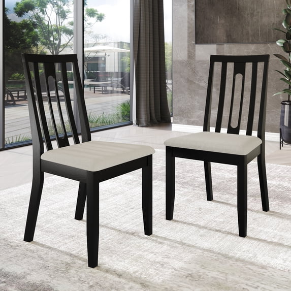 Castle Place Contemporary Wooden Dining Chair,Set of 2, Black