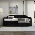 thumbnail image 1 of Castle Place Corduroy Luxe Twin Daybed with 2 Storage Drawers, Black, 1 of 8