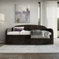 thumbnail image 1 of Castle Place Corduroy Luxe Twin Daybed with 2 Storage Drawers, Brown, 1 of 8