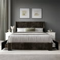 thumbnail image 1 of Castle Place Corduroy Velvet Full Platform Bed With Storage, Brown, 1 of 11