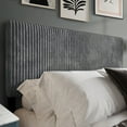 thumbnail image 1 of Castle Place Cozy Corduroy Velvet Upholstered King Headboard, Grey, 1 of 8