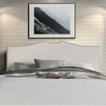 thumbnail image 1 of Castle Place Curved Upholstered Nailhead Trim Linen Headboard, Warm Grey, Full, 1 of 7