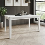 Castle Place Diamond Glam Rectangular 59"L Wooden Dining Table, White