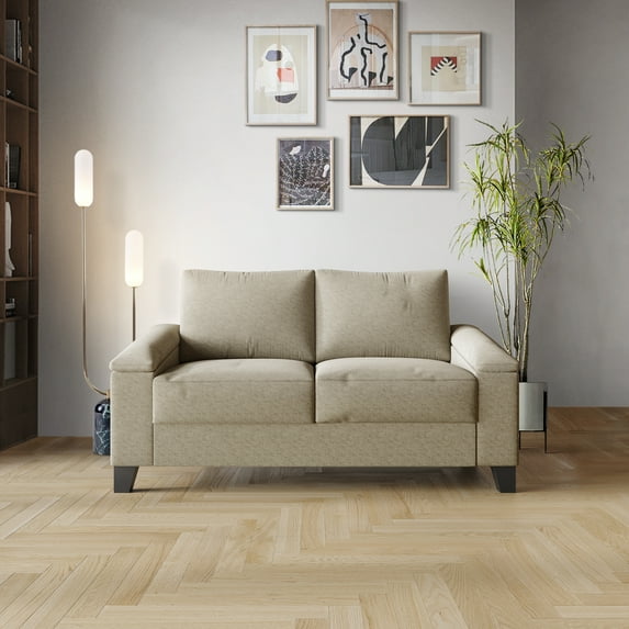 Castle Place Elegance Linen Upholstered Loveseat, Dark Beige