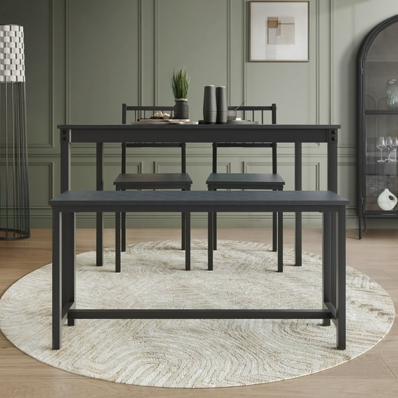 Castle Place Elegant 4-Piece Metal Dining Set In Black