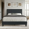 thumbnail image 1 of Castle Place Elegant Button Tufted Linen Upholstered Full Bed, Charcoal Grey, 1 of 11