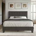 thumbnail image 1 of Castle Place Elegant Button Tufted Linen Upholstered Twin Bed, Dark Brown, 1 of 11