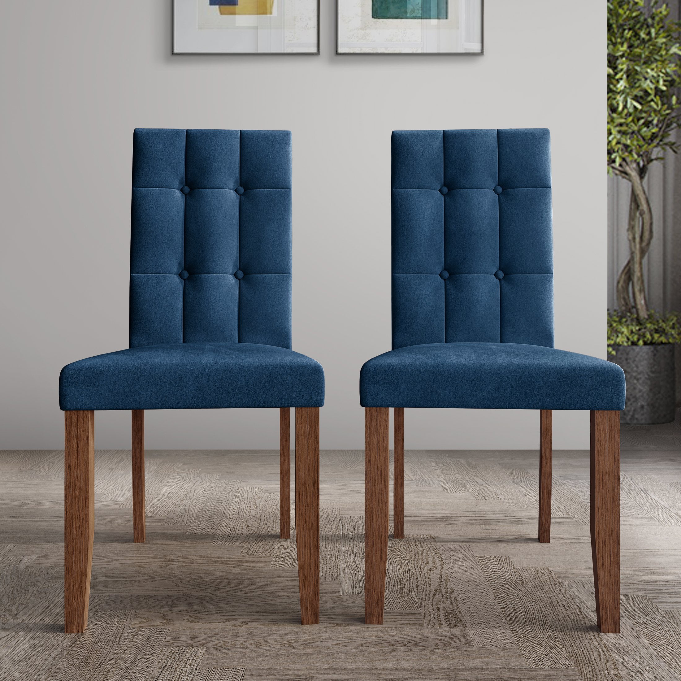 Castle Place Elegant Button Tufted Velvet Upholstered Dining