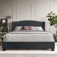 thumbnail image 1 of Castle Place Linen Full Size Platform Bed with Storage, Charcoal Grey, 1 of 10