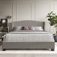 thumbnail image 1 of Castle Place Linen Platform Bed, Full Size with Storage, Light Grey, 1 of 8