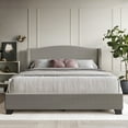 thumbnail image 1 of Castle Place Linen Platform Bed with Storage, Queen Size, Light Grey, 1 of 10