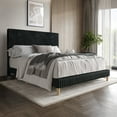 thumbnail image 1 of Castle Place Elegant Plush Corduroy Velvet Queen Upholstered Bed, Dark Grey, 1 of 11