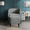 thumbnail image 1 of Castle Place Elegant Upholstered Linen Accent Chair with Stool, Light Grey, 1 of 5