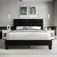 thumbnail image 1 of Castle Place Elegant Velvet Upholstered Full Platform Bed, Black, 1 of 8