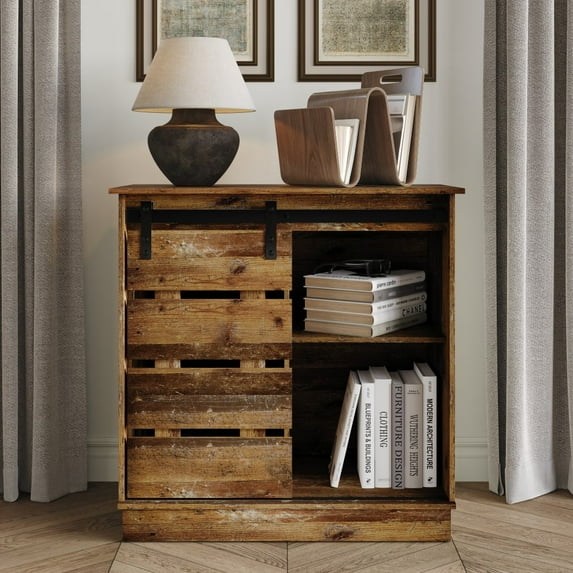 Castle Place Farmhouse Sideboard Buffet Cabinet, Walnut