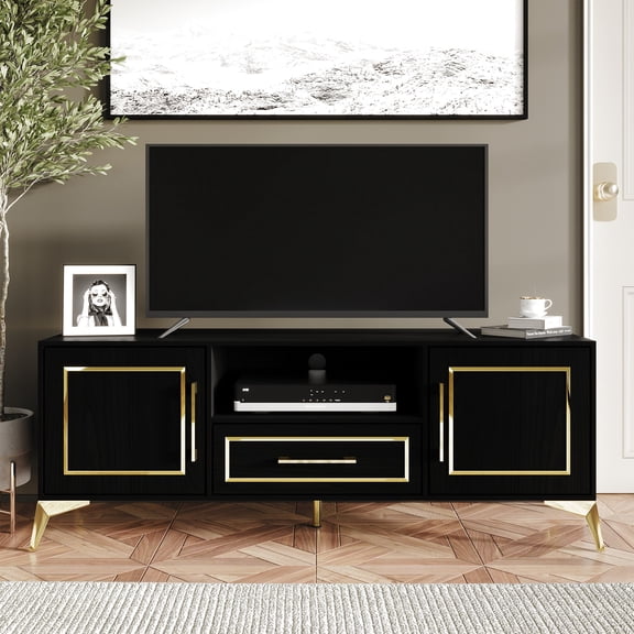 Castle Place Glam 55" TV Stand Console for TVs up to 65", Black