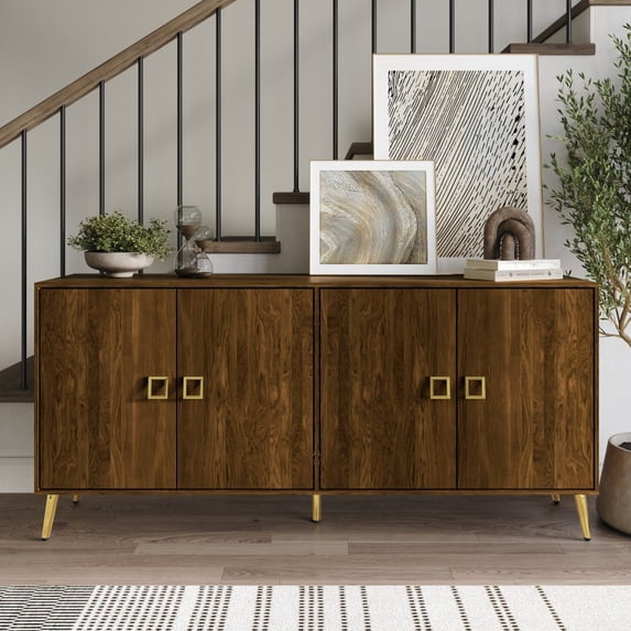 Castle Place Glam Sideboard Buffet Cabinet, Brown