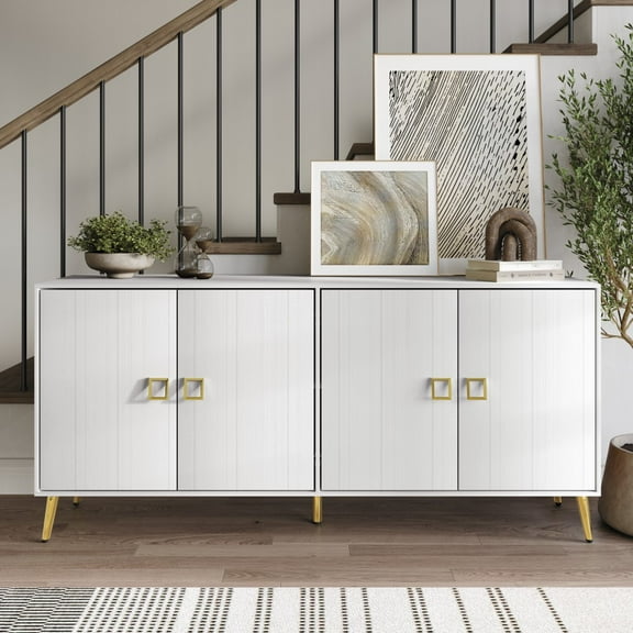 Castle Place Glam Sideboard Buffet Cabinet, White