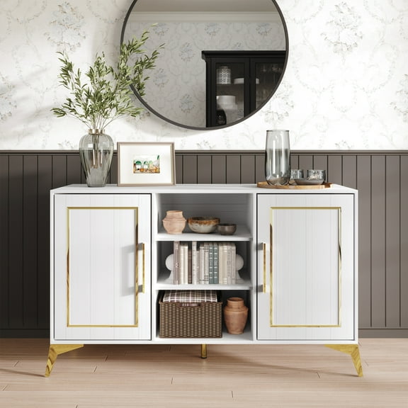 Castle Place Glam Sideboard Cabinet, White
