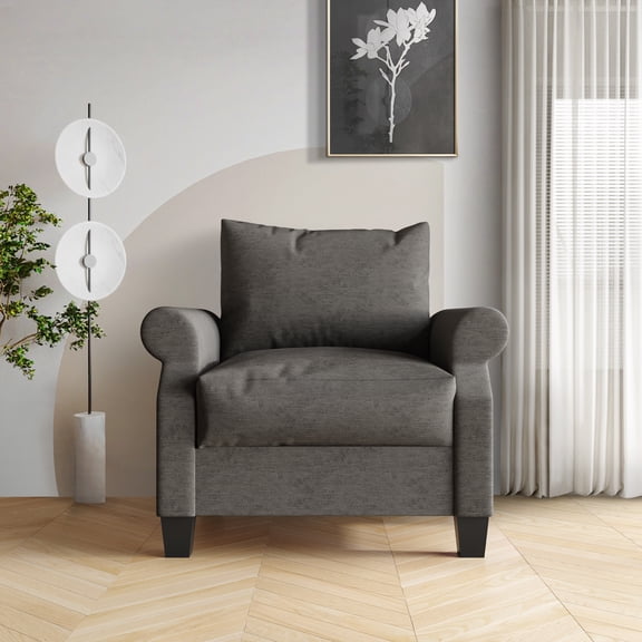 Castle Place Linen Upholstered Arm Chair, Dark Gray