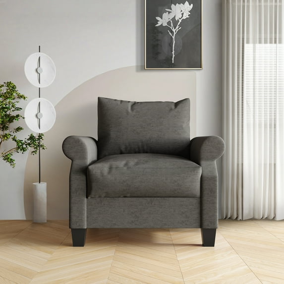 Castle Place Linen Upholstered Arm Chair, Dark Gray