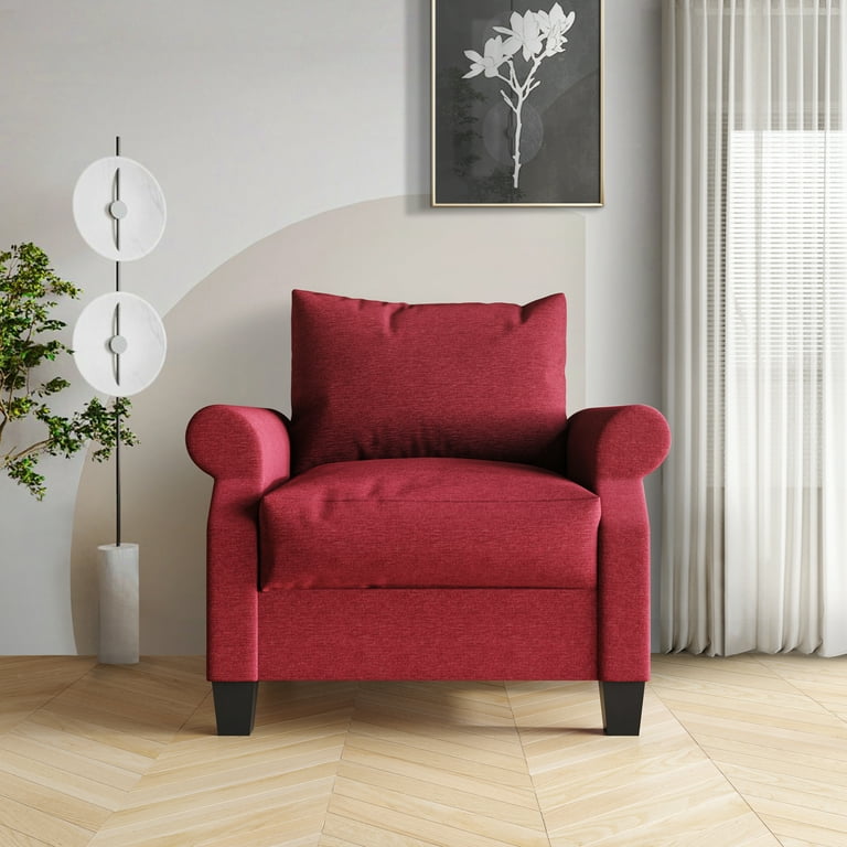 Castle Place Linen Upholstered Arm Chair, Red