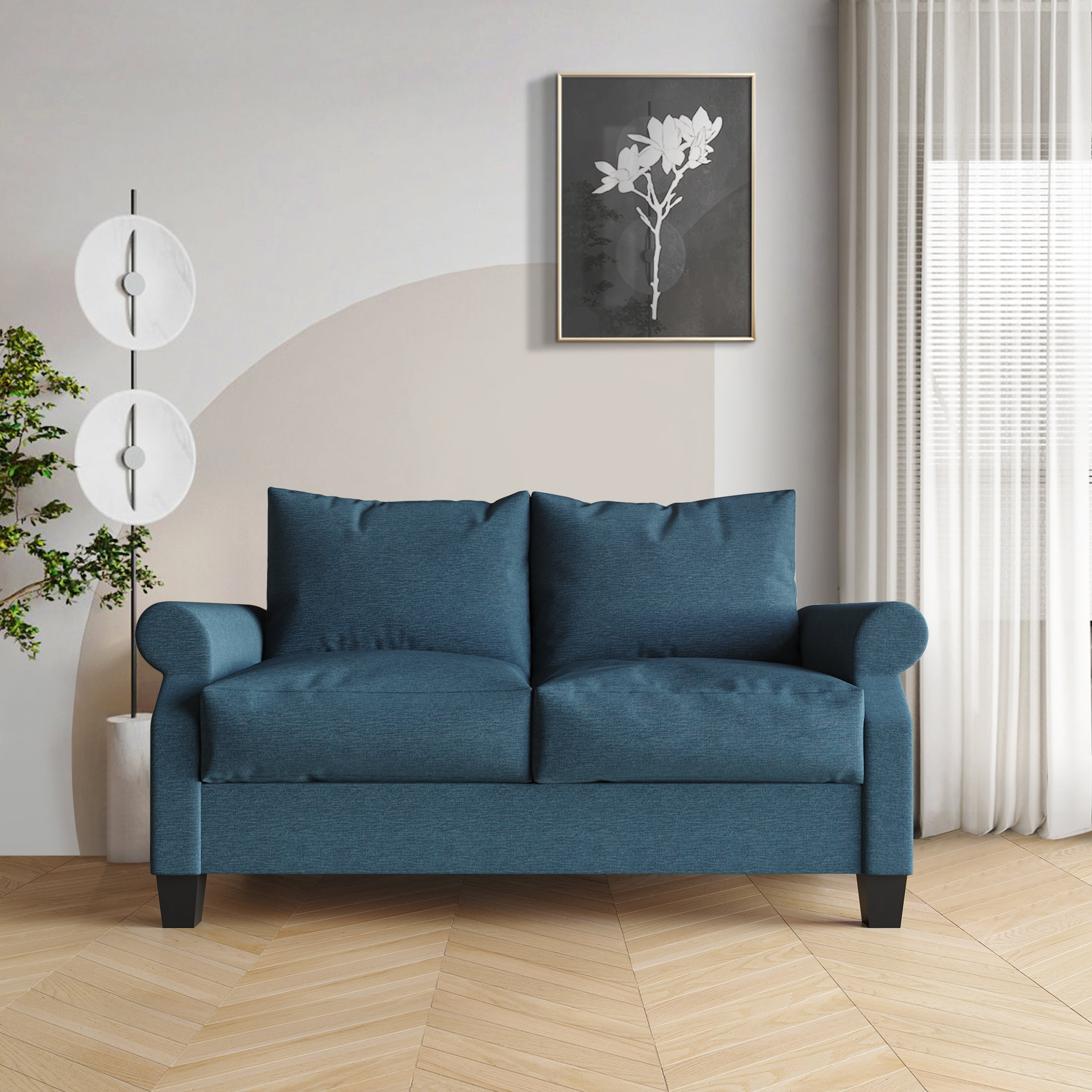 Castle Place Linen Upholstered Loveseats, Blue