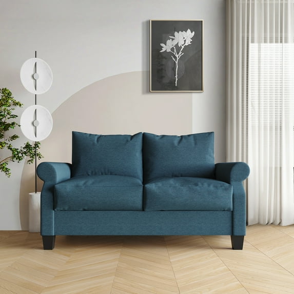 Castle Place Linen Upholstered Loveseats, Blue