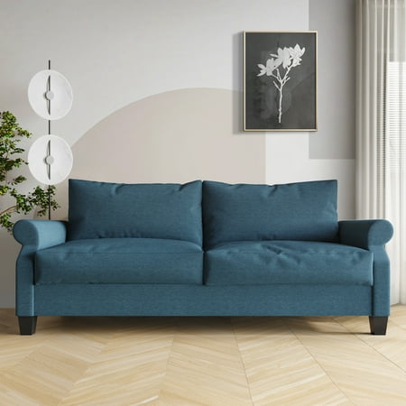 Castle Place Linen Upholstered Sofa, Blue