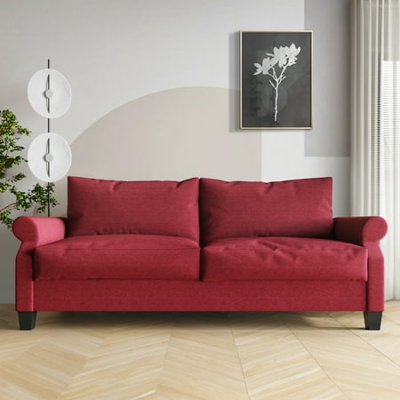 Castle Place Linen Upholstered Sofa, Red
