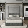 thumbnail image 1 of Castle Place Luxurious Corduroy Velvet Full Metal Platform Bed with 4 Storage Drawers, Grey, 1 of 11