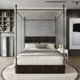thumbnail image 1 of Castle Place Luxurious Corduroy Velvet King Metal Platform Bed with 4 Storage Drawers, Brown, 1 of 11