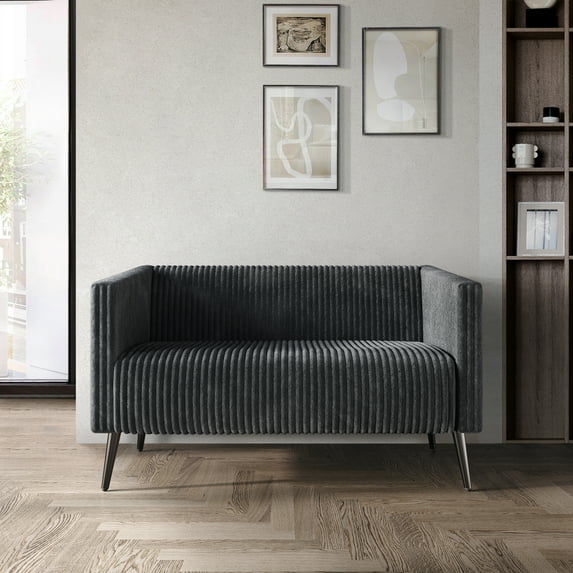 Castle Place Luxurious Corduroy Velvet Upholstered Loveseat, Grey